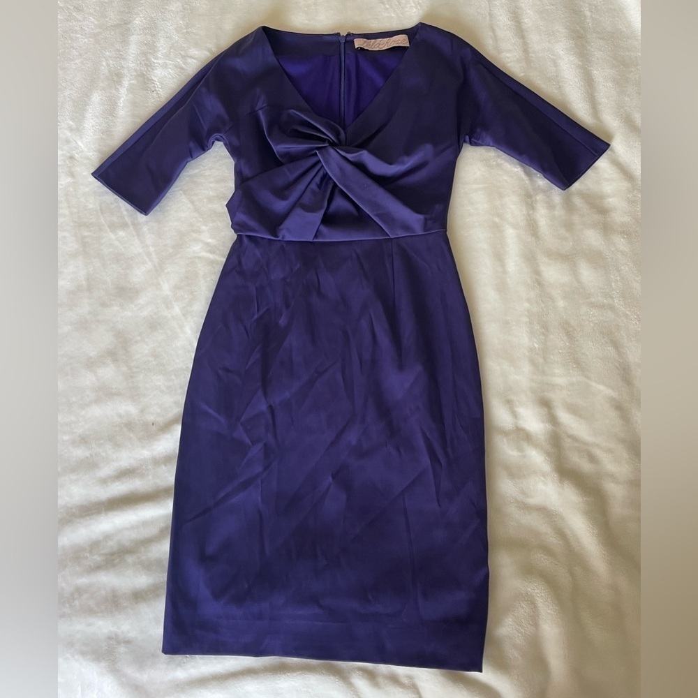 Lela Rose Deep Purple Midi Dress